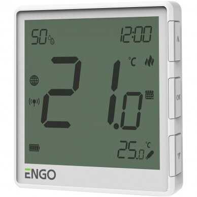 Bevielis, internetu valdomas, programuojamas, akumuliatorinis, virštinkinis, "ZigBee" temperatūros reguliatorius ENGO Controls EONEBATW