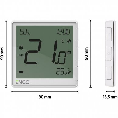 Bevielis, internetu valdomas, programuojamas, akumuliatorinis, virštinkinis, "ZigBee" temperatūros reguliatorius ENGO Controls EONEBATW 5