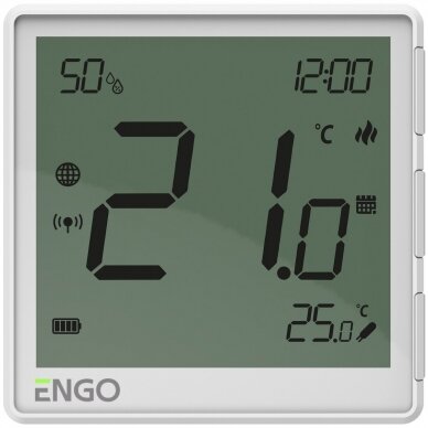 Bevielis, internetu valdomas, programuojamas, akumuliatorinis, virštinkinis, "ZigBee" temperatūros reguliatorius ENGO Controls EONEBATW 2