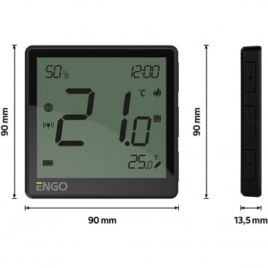 Bevielis, internetu valdomas, programuojamas, akumuliatorinis, virštinkinis, "ZigBee" temperatūros reguliatorius ENGO Controls EONEBATB 5