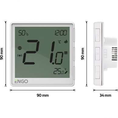 Programuojamas, internetu valdomas, potinkinis, "ZigBee" temperatūros reguliatorius ENGO Controls EONE230W, 230 V 5