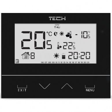 Bevielis, programuojamas temperatūros reguliatorius TECH Controllers EU-292 v2, juodas 2