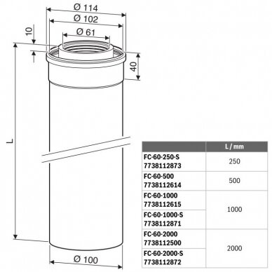 Bosch FC-C60-1000 vamzdis Ø60/100 mm, L-1000 mm 2