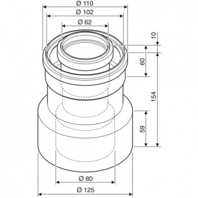 Bosch FC-CO60 perėjimas Ø80/125 mm į Ø60/100 mm 2