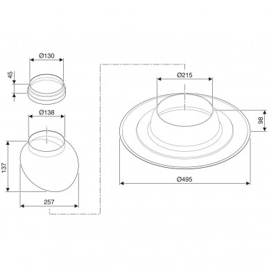 Bosch FC-O60_80 stogo išvestis Ø125 mm, L-120 mm, 0-15° 2