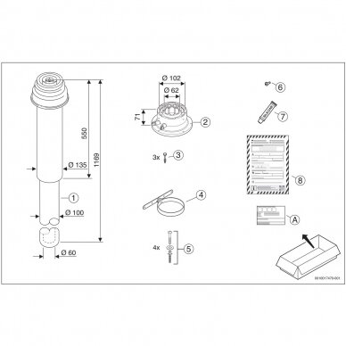 Bosch FC-Set60-C33x pagrindinis kamino komplektas, vertikalus, Ø60/100 mm, L-1169 mm 2