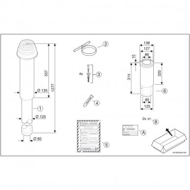 Bosch FC-Set80-C33x pagrindinis kamino komplektas, vertikalus, Ø80/125 mm, L-1277 mm 2