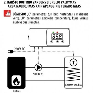 Centrinio šildymo arba buitinio karšto vandens sistemos cirkuliacinio siurblio valdiklis ENGO Controls EPC11W 3