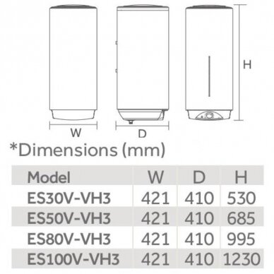 Elektrinis vandens šildytuvas Haier ES100V-VH3EU 6