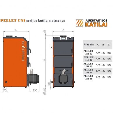 Granulinis katilas Aukštaitijos katilai PELLET UNI 16 (su 320 l bunkeriu) 3