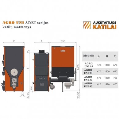 Granulinis katilas Aukštaitijos katilai AGRO UNI 15, nerūdijančio plieno  (su 400 l bunkeriu) 3