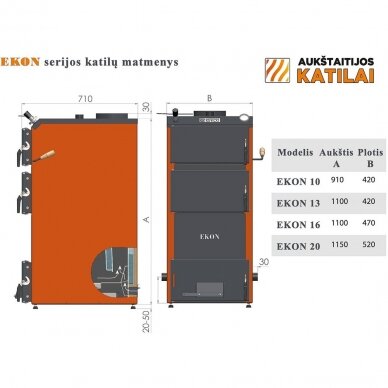 Kieto kuro katilas Aukštaitijos katilai EKON 10, nerūdijančio plieno 3