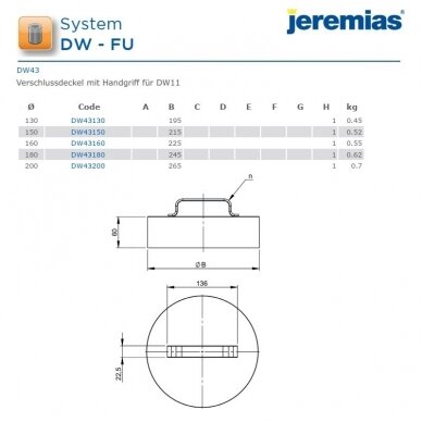 Nerūdijančio plieno izoliuoto dūmtraukio aklė Jeremias DW43 DN 130 mm 2