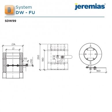 Nerūdijančio plieno izoliuoto dūmtraukio dūmų sklendė Jeremias SDW99 DN 130 mm 2