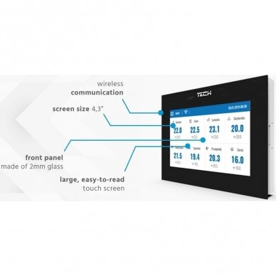 Programuojamas, internetu valdomas, potinkinis valdiklis TECH Controllers EU-16S WiFi, juodas 7