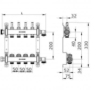 Reguliuojamas kolektorius IMI Hydronic Engineering Dynacon Eclipse, 10 žiedų 6