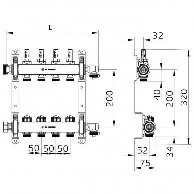 Reguliuojamas kolektorius IMI Hydronic Engineering Dynalux, 11 žiedų 6