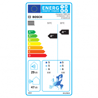 Šilumos siurblys oras-vanduo Bosch Compress 7000i AW, AWMS 9 + CS7000iAW 7 OR-S, 6,0 kW 2