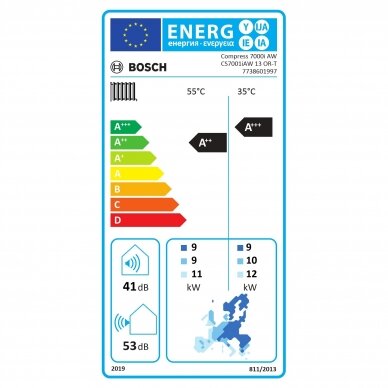 Šilumos siurblys oras-vanduo Bosch Compress 7000i AW, AWMS 17 B + CS7001iAW 13 OR-T, 12,0 kW 2